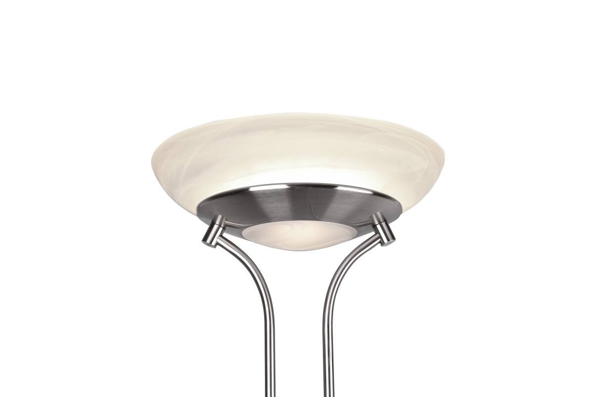 Reality Stehleuchte Orson nickel matt weiß Metall Glas H/D: ca. 180x32 cm
