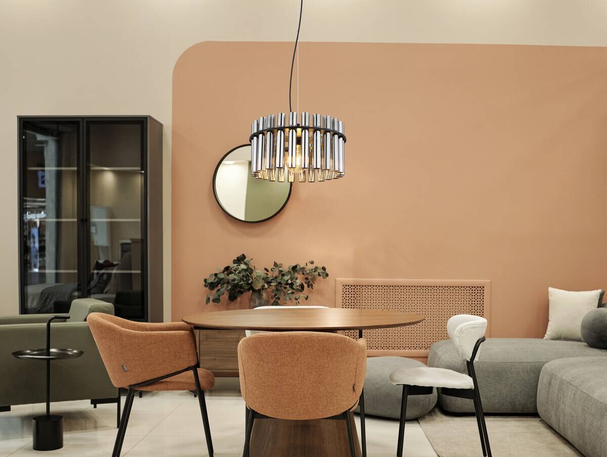 GLOBO Pendelleuchte Rauch schwarz Metall Glas PVC H/D: ca. 120x38 cm E27 1 Brennstellen