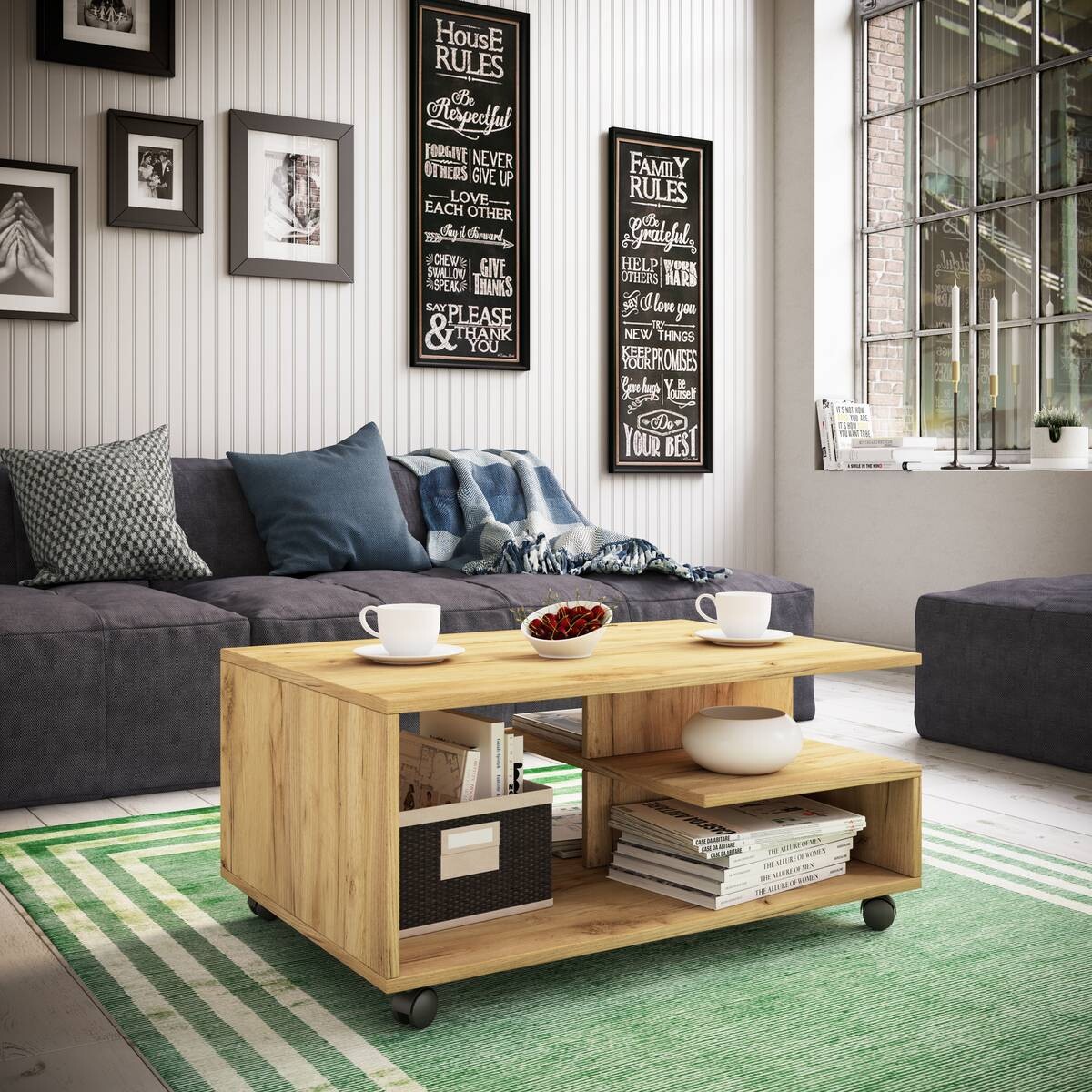 VCM Möbel Couchtisch Stango Eiche Honig Holzwerkstoff B/H/T: ca. 80x40x50 cm