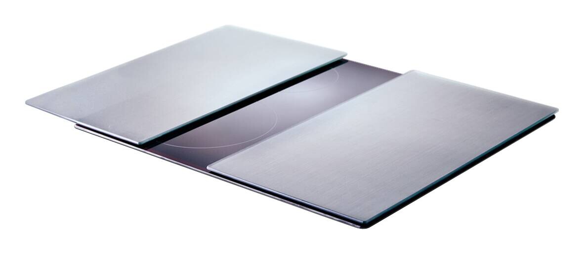 Zeller Herd-/Schneideabdeckplatten-Set Metall silber Glas B/H/L: ca. 30x0,8x52 cm