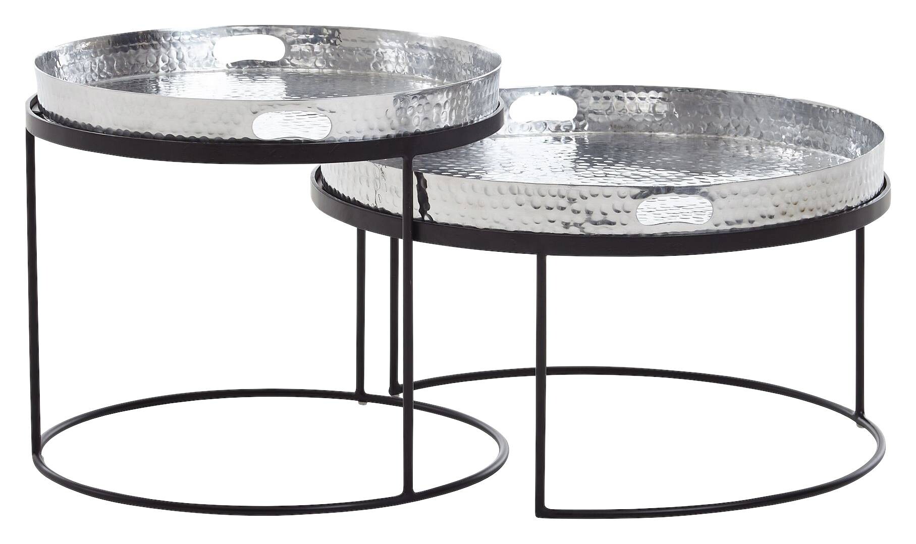 Wohnling Couchtisch 2er-Set. silber B/H/T: ca. 56x33x56 cm