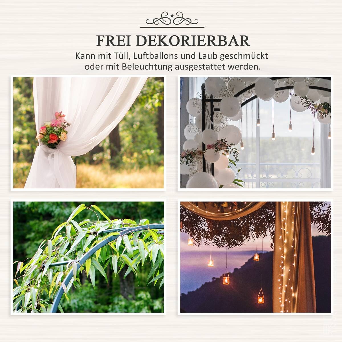 Outsunny Rosenbogen schwarz B/H/L: ca. 30x230x114 cm