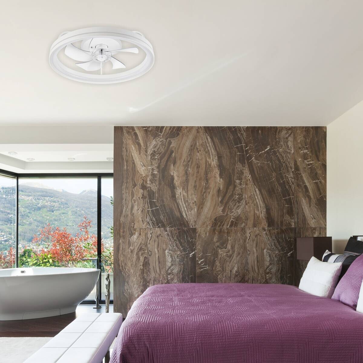 Lamkur LED-Deckenventilator Falco weiß H/L: ca. 17x50 cm 4 Brennstellen