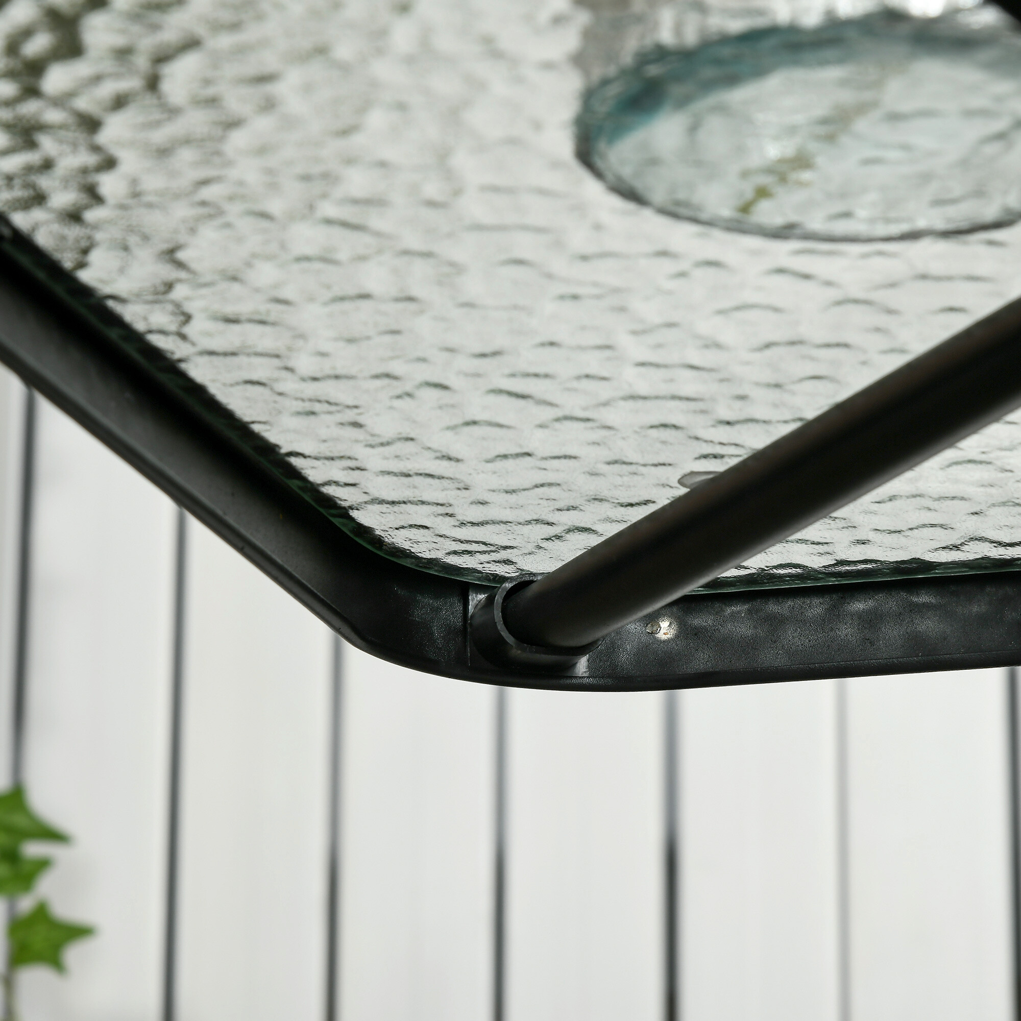 Outsunny Gartentisch schwarz Glas B/H/L: ca. 76x72x76 cm