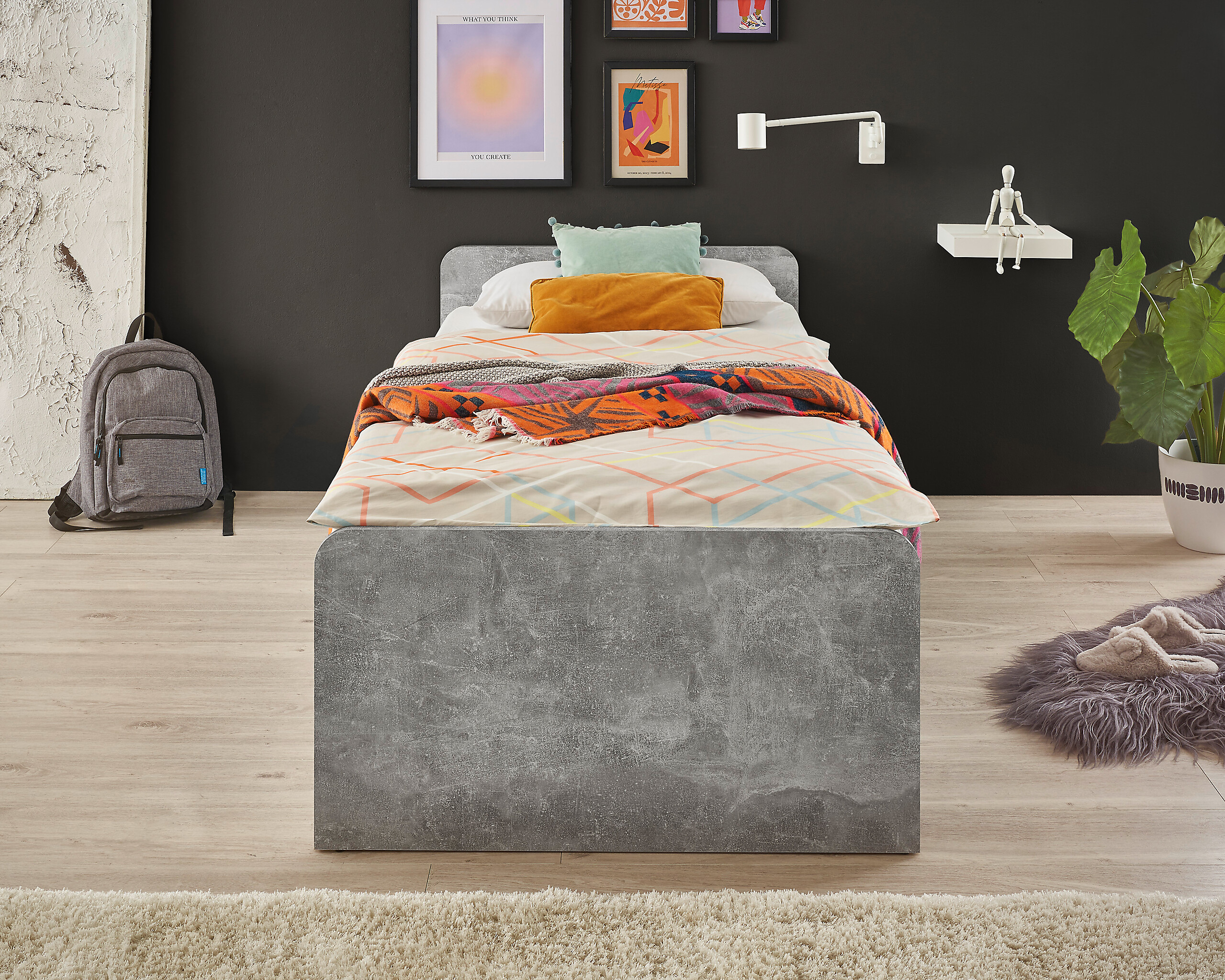 Jugendbett Matino Beton Liegefläche B/L: ca. 90x200 cm