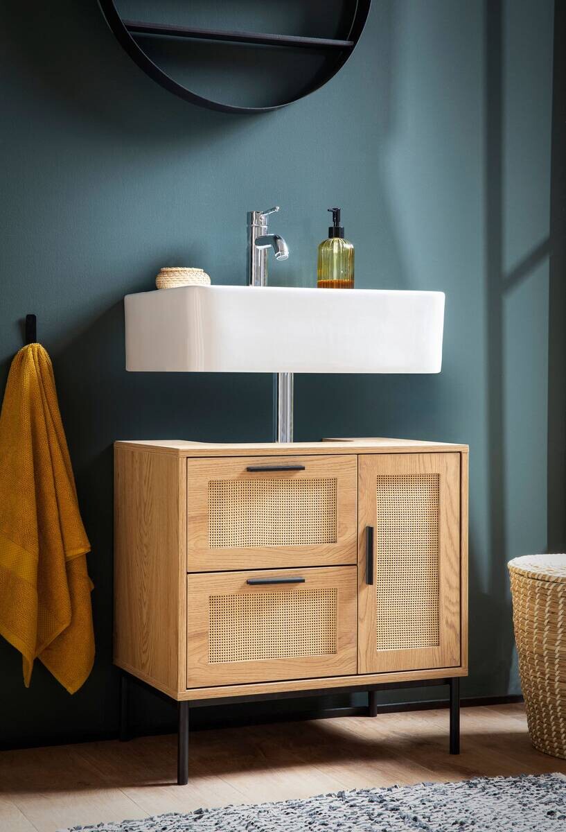 Waschbeckenunterschrank Eiche natur Optik B/H/T: ca. 60x60x40 cm