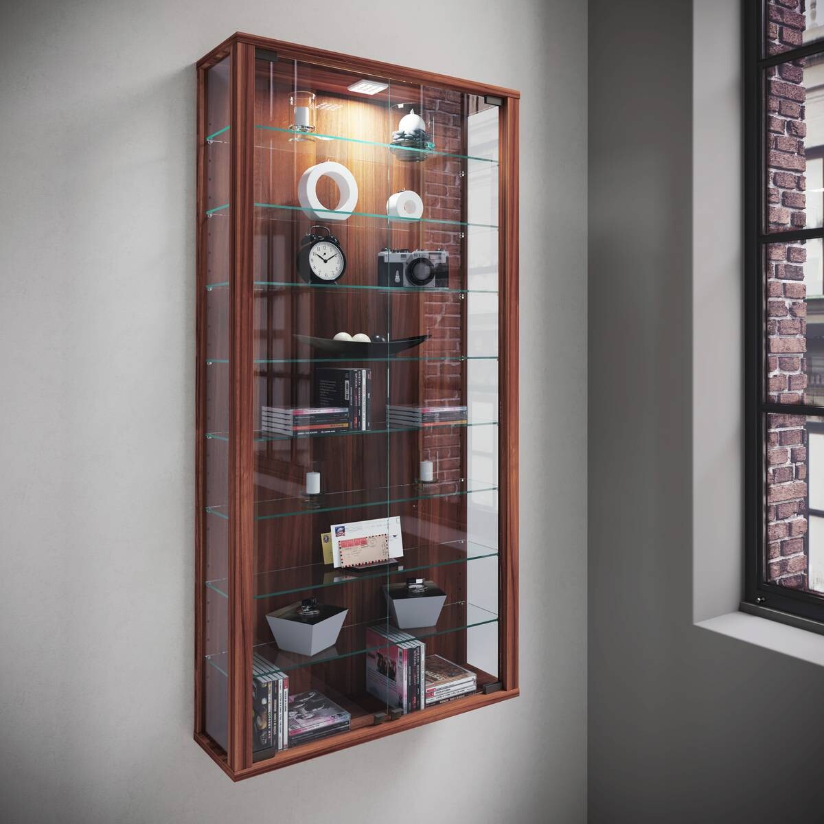 Vitrine Vitrosa Maxi nussbaum Nachbildung Holzwerkstoff Glas B/H/T: ca. 59x113x18 cm