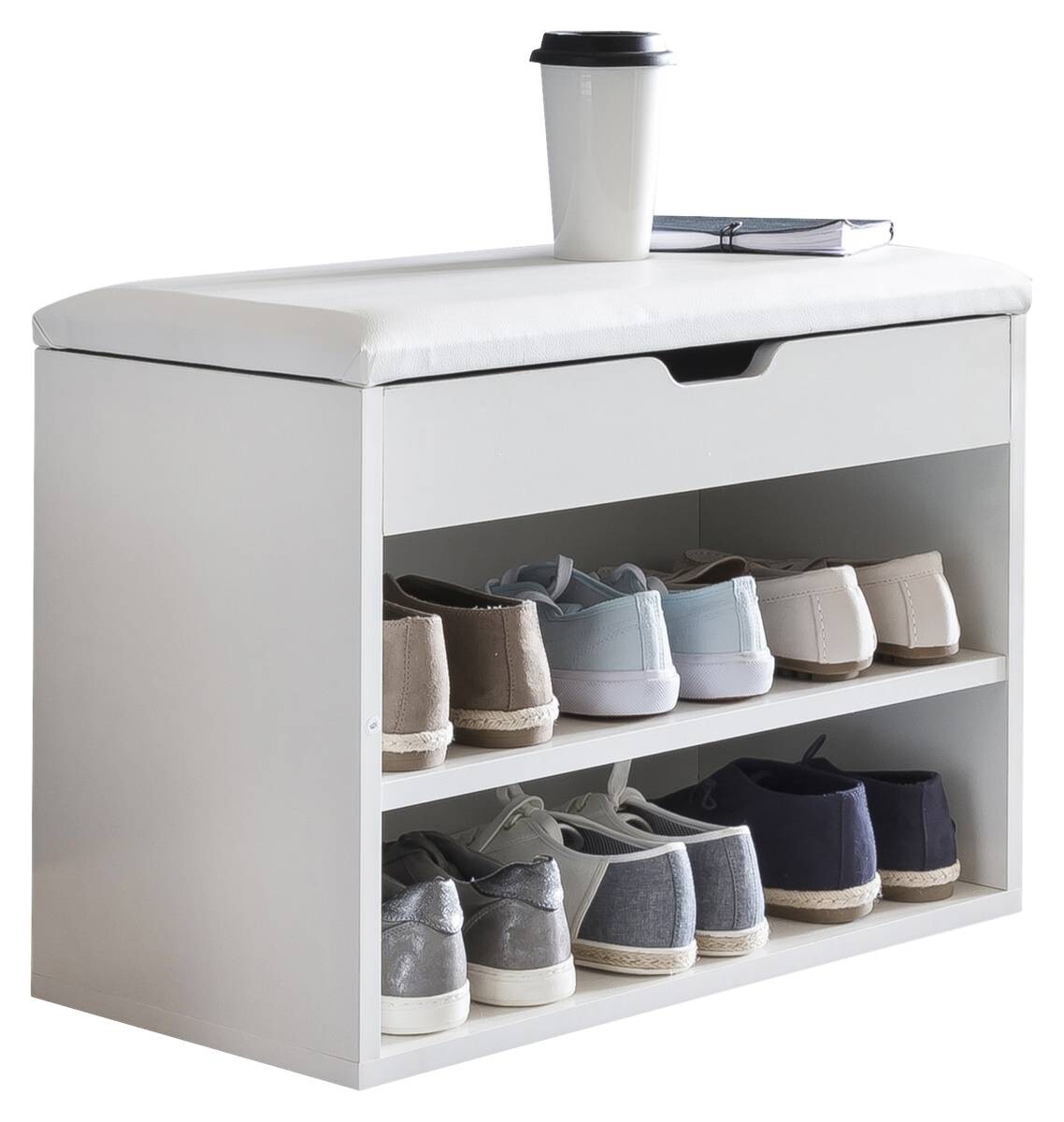 Schuhbank weiß weiß B/H/T: ca. 60x40x30 cm