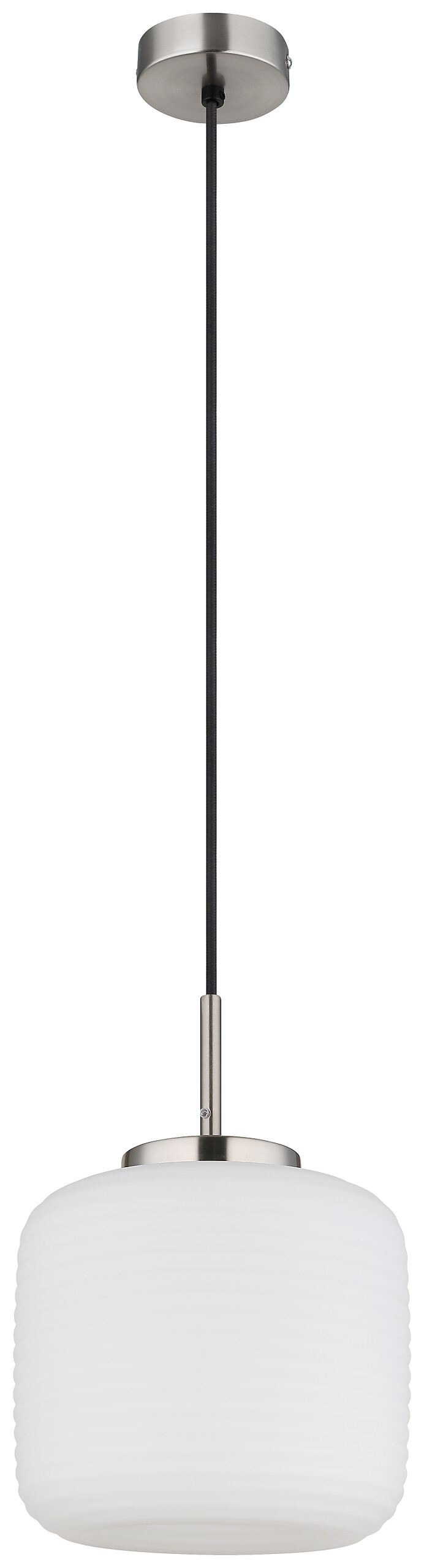 GLOBO Pendelleuchte nickel matt schwarz Opal Metall Glas H/D: ca. 130x24 cm 1.0 Brennstellen