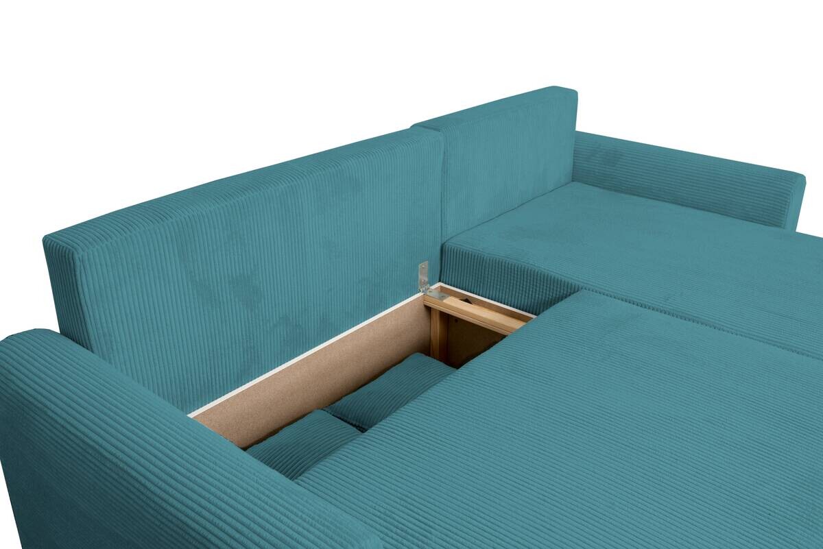 Ecksofa mit Bettfunktion und Bettkasten türkis Microfaser B/H/T: ca. 224,5x90x168 cm
