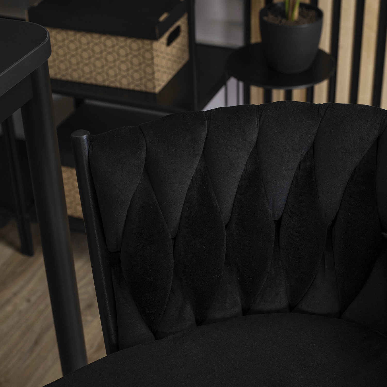 Barhocker FLORES schwarz Velourstoff B/H/T: ca. 60x104,5x56 cm