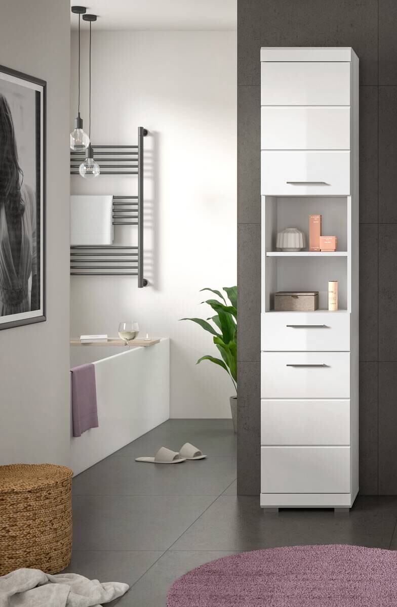 Badhochschrank Scout weiß weiß Hochglanz B/H/T: ca. 37x191x31 cm