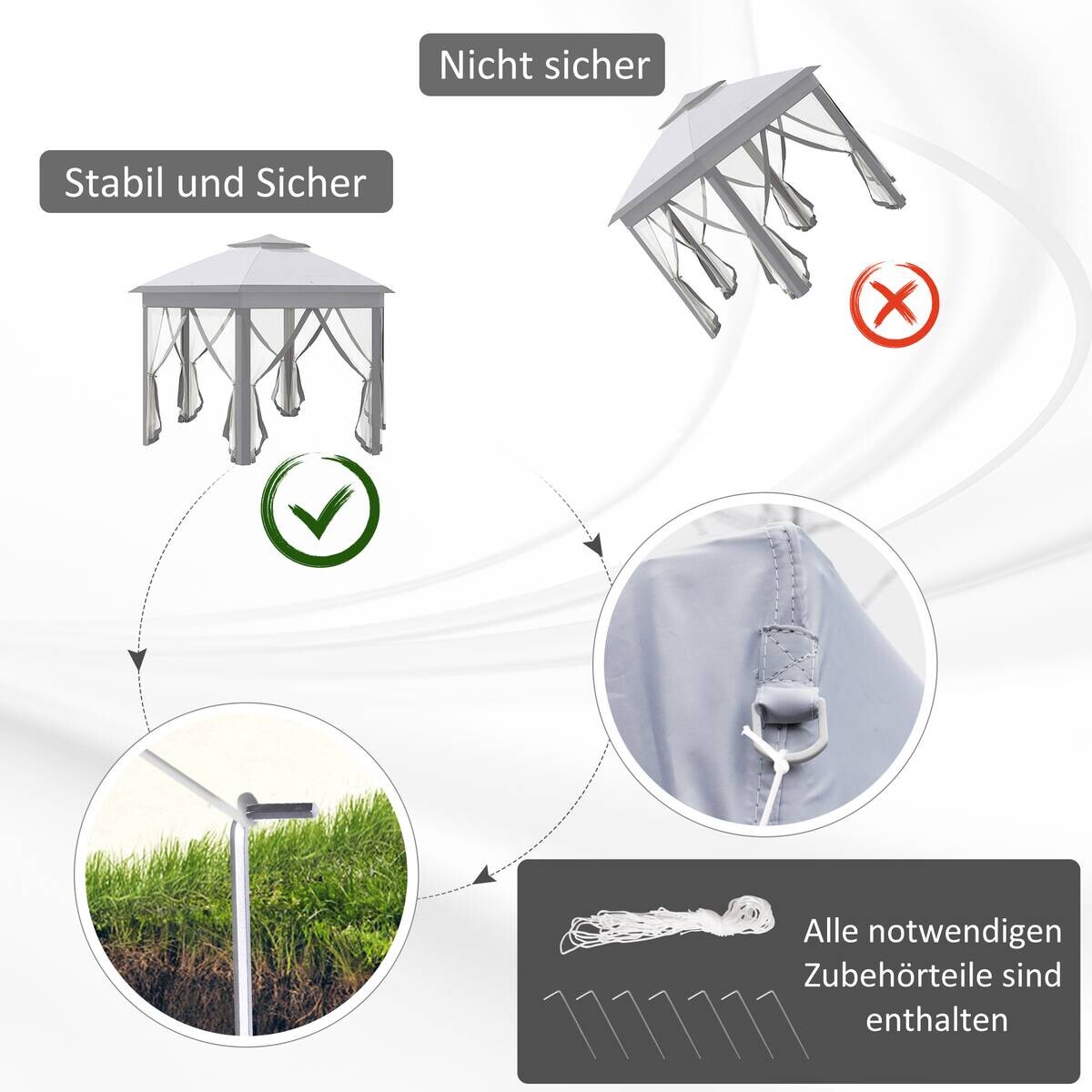 Outsunny Pavillon grau Polyester B/H/L: ca. 405x405x285 cm