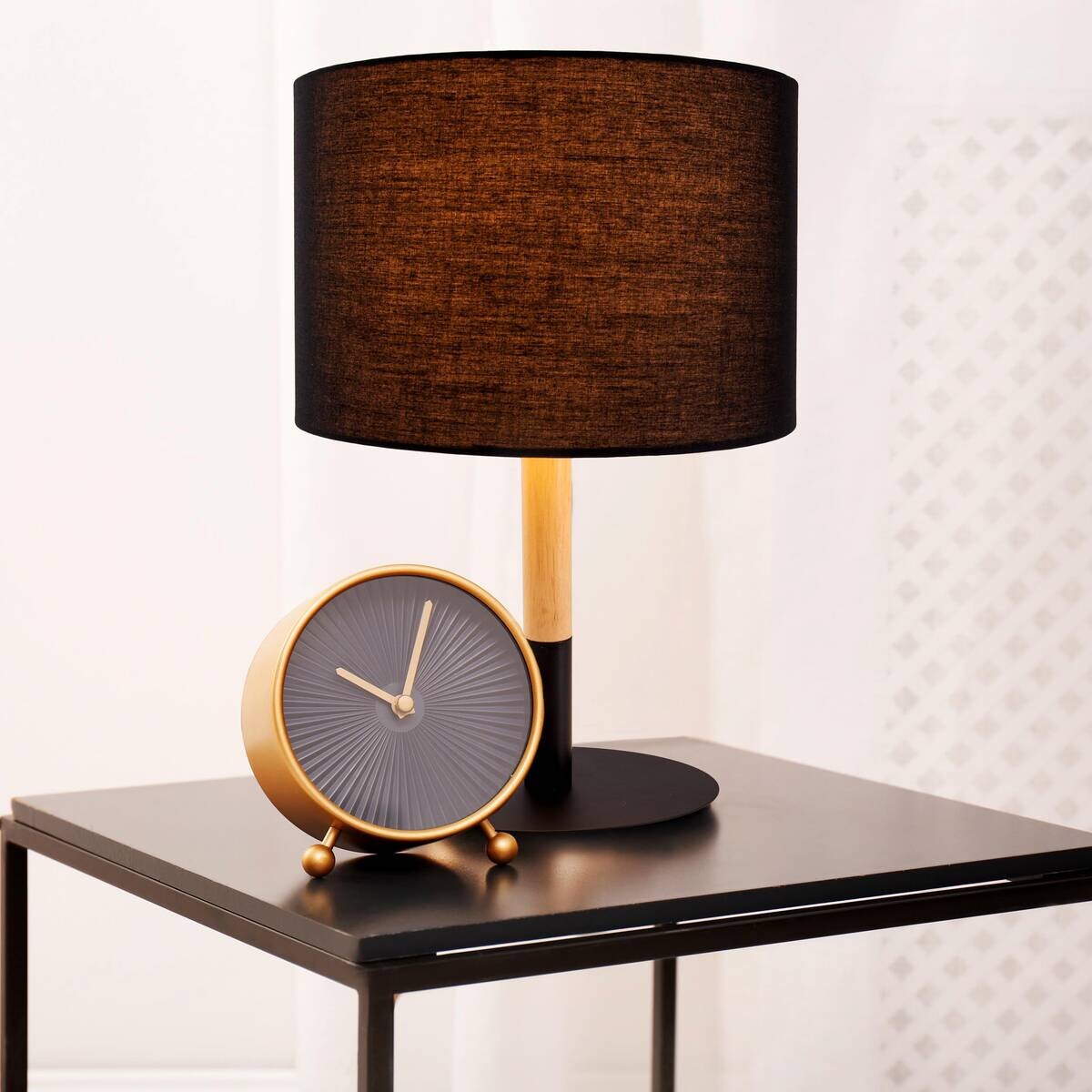 Näve Leuchten Tischleuchte 3184322 schwarz Kunststoff Textil Metall B/H/T: ca. 24x37x24 cm E14 1 Brennstellen