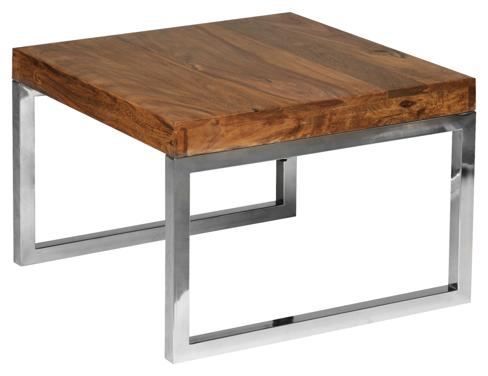 Beistelltisch natur Chrom verchromt Echtholz Metall B/H/T: ca. 60x40x60 cm