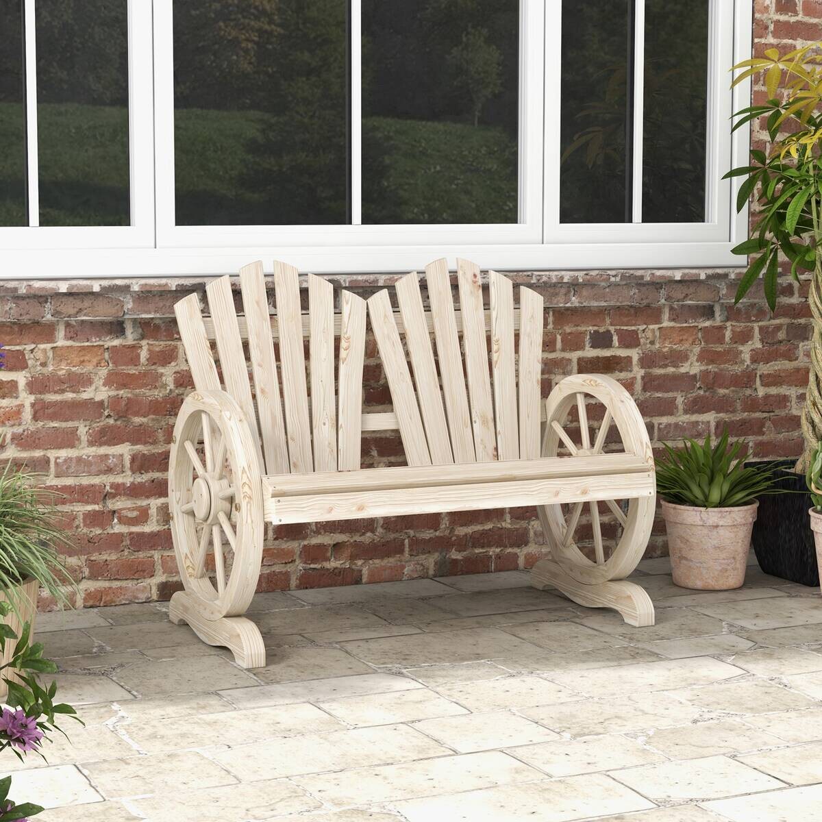 Outsunny Gartenbank natur Polypropylen B/H/L: ca. 66x108x95 cm