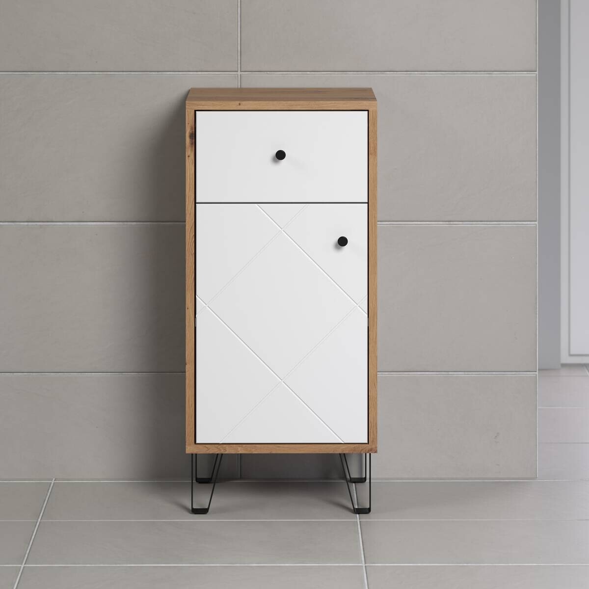 Stauraumelement Touch Eiche Artisan Nachbildung weiß matt B/H/T: ca. 36x79x29 cm Stauraumelement Touch Eiche Artisan Nachbildung weiß matt B/H/T: ca. 36x79x29 cm