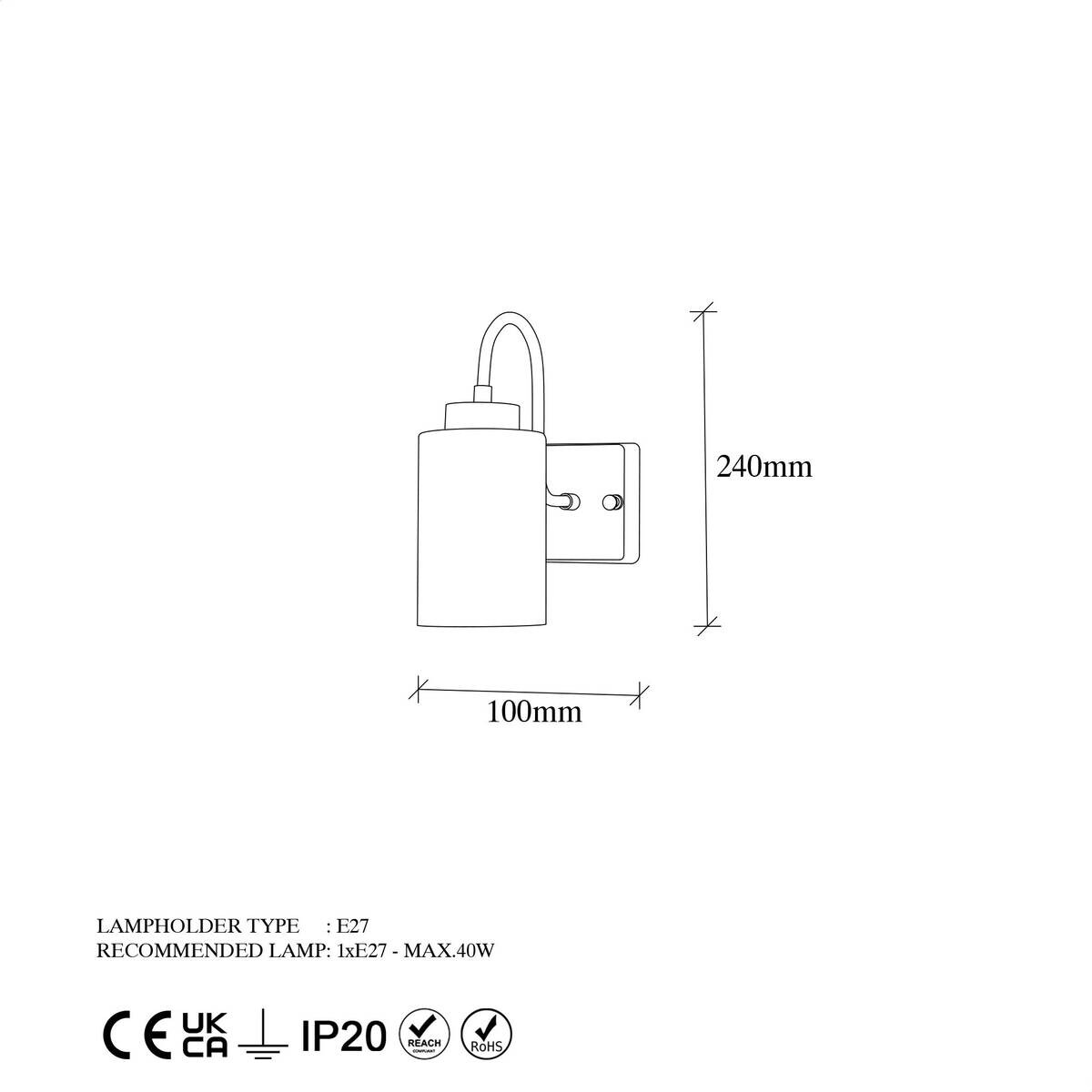 Opviq Wandleuchte schwarz weiß Metall Glas B/H/L: ca. 23x24x10 cm E27 1 Brennstellen
