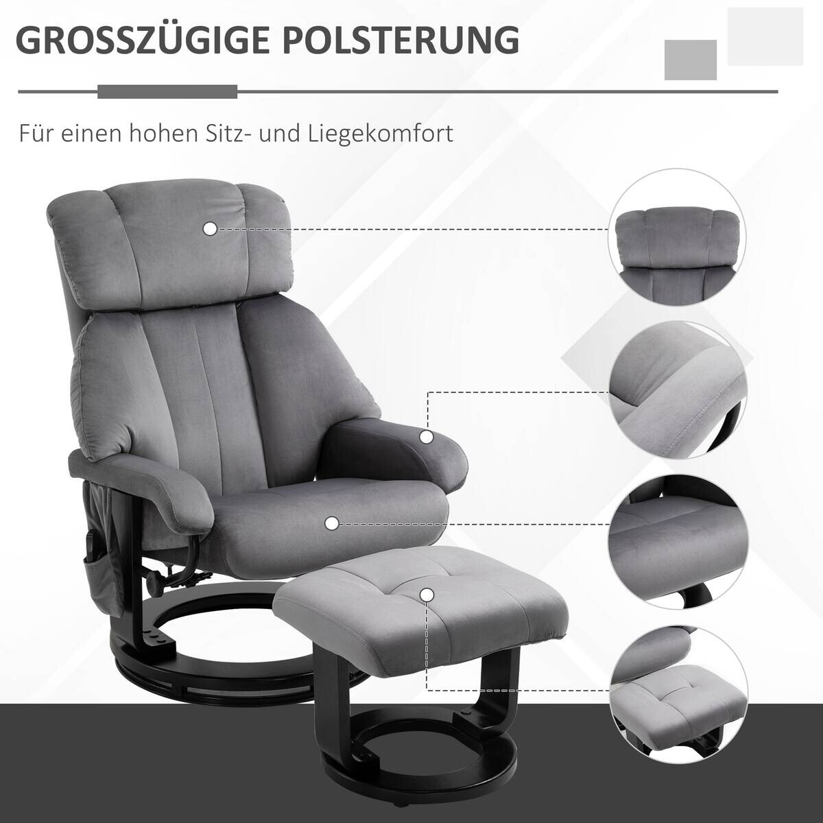 HOMCOM Massagestuhl grau B/H/L: ca. 80x76x102 cm