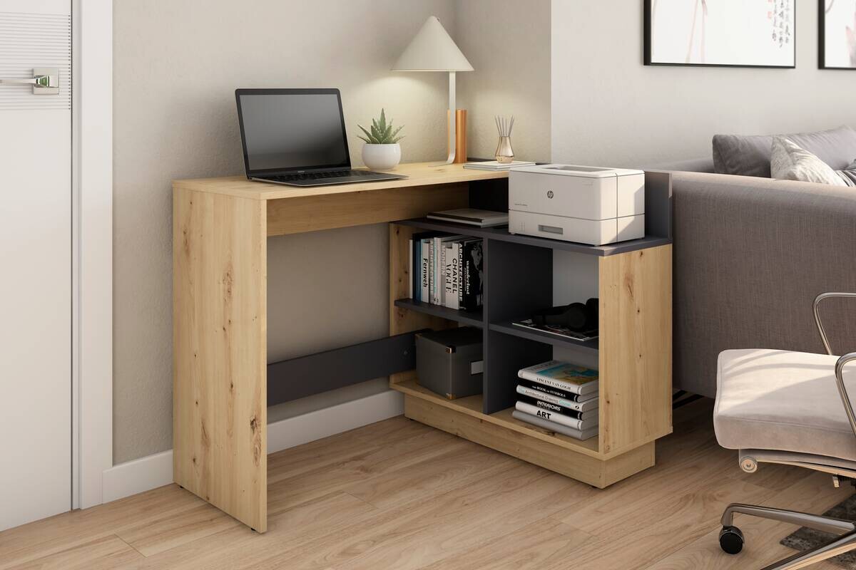 Eckschreibtisch BERNI Eiche Graphit B/H/T: ca. 102x77,5x80 cm