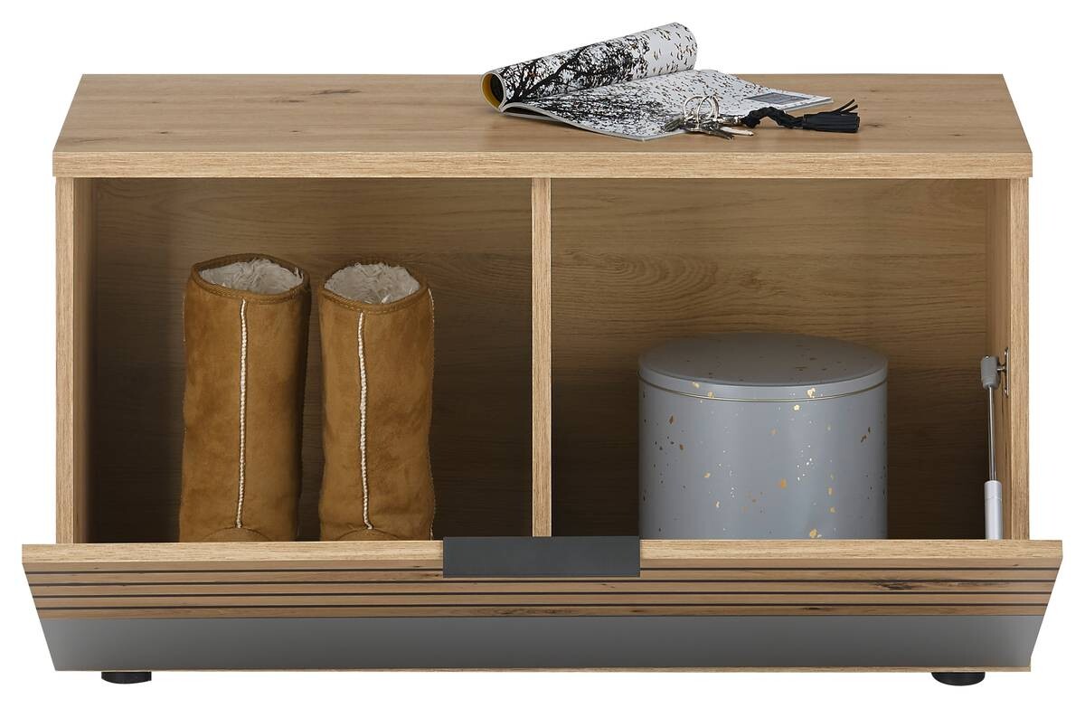Sitzbank Milan Eiche Artisan Nachbildung grau B/H/T: ca. 85x48x38 cm