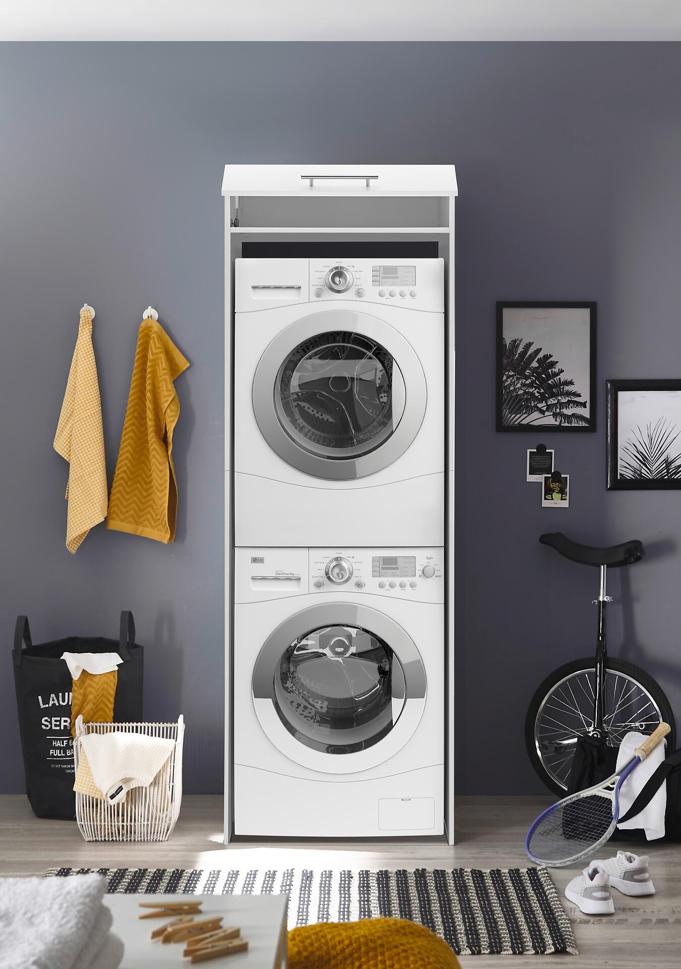 Respekta Waschmaschinenumbauschrank Clara weiß matt B/H/T: ca. 67,4x200x67,6 cm