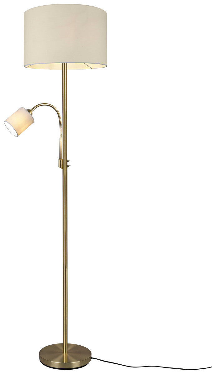 TRIO Stehleuchte Hotel messing weiß Metall Stoff H/D: ca. 170x40 cm E27 2 Brennstellen
