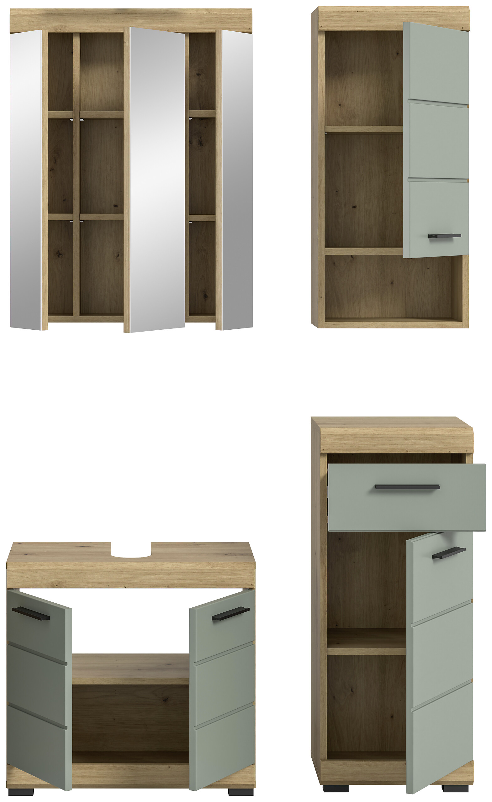 Badezimmer-Set Scout Eiche Artisan Nachbildung salbei Nachbildung B/H/T: ca. 112x191x34 cm