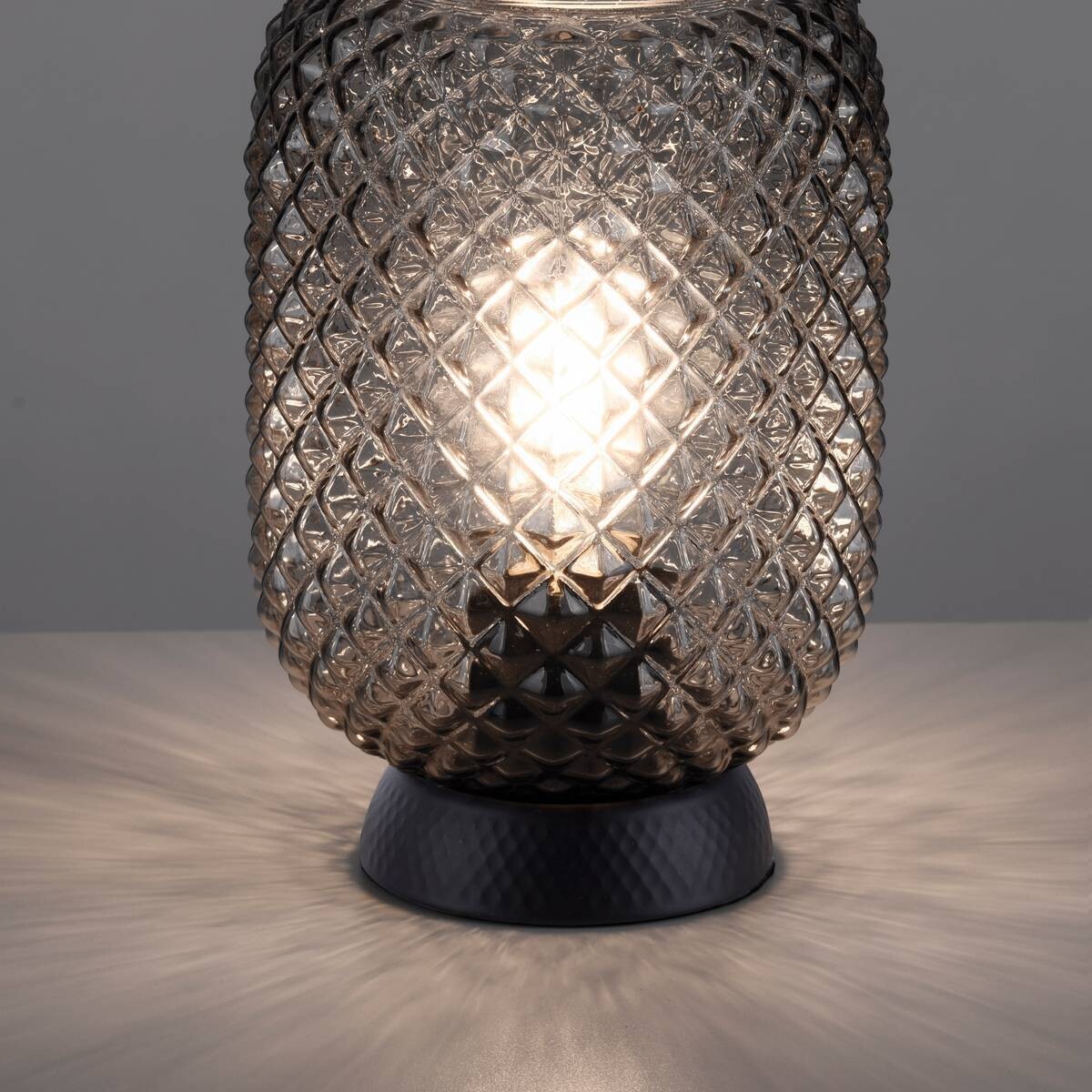 Just Light Tischleuchte 14906-18 schwarz Rauchglas H/D: ca. 23x15 cm E27 1 Brennstellen