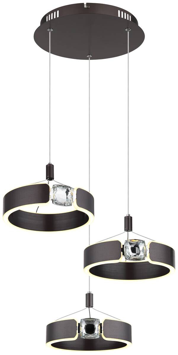 GLOBO LED-Pendelleuchte bronze Opal Metall Acryl H/L: ca. 125x44 cm