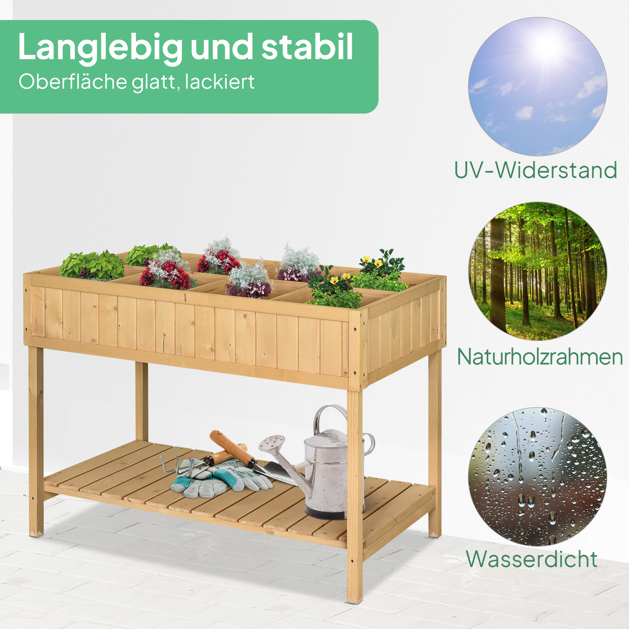 Outsunny Hochbeet Holzoptik B/H/L: ca. 46x76x110 cm