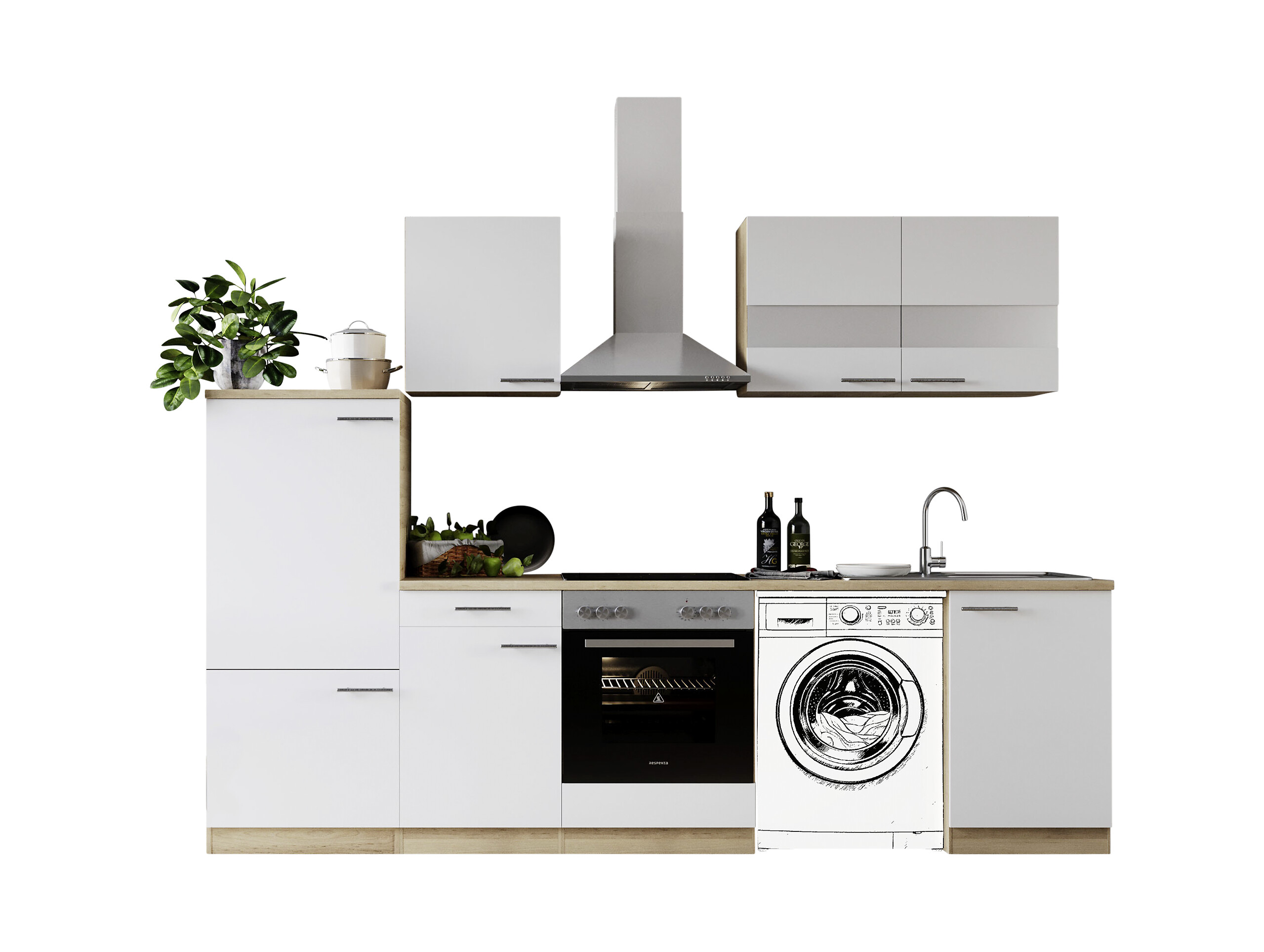 Respekta Küchenblock Merle weiß B/H/T: ca. 280x200x60 cm