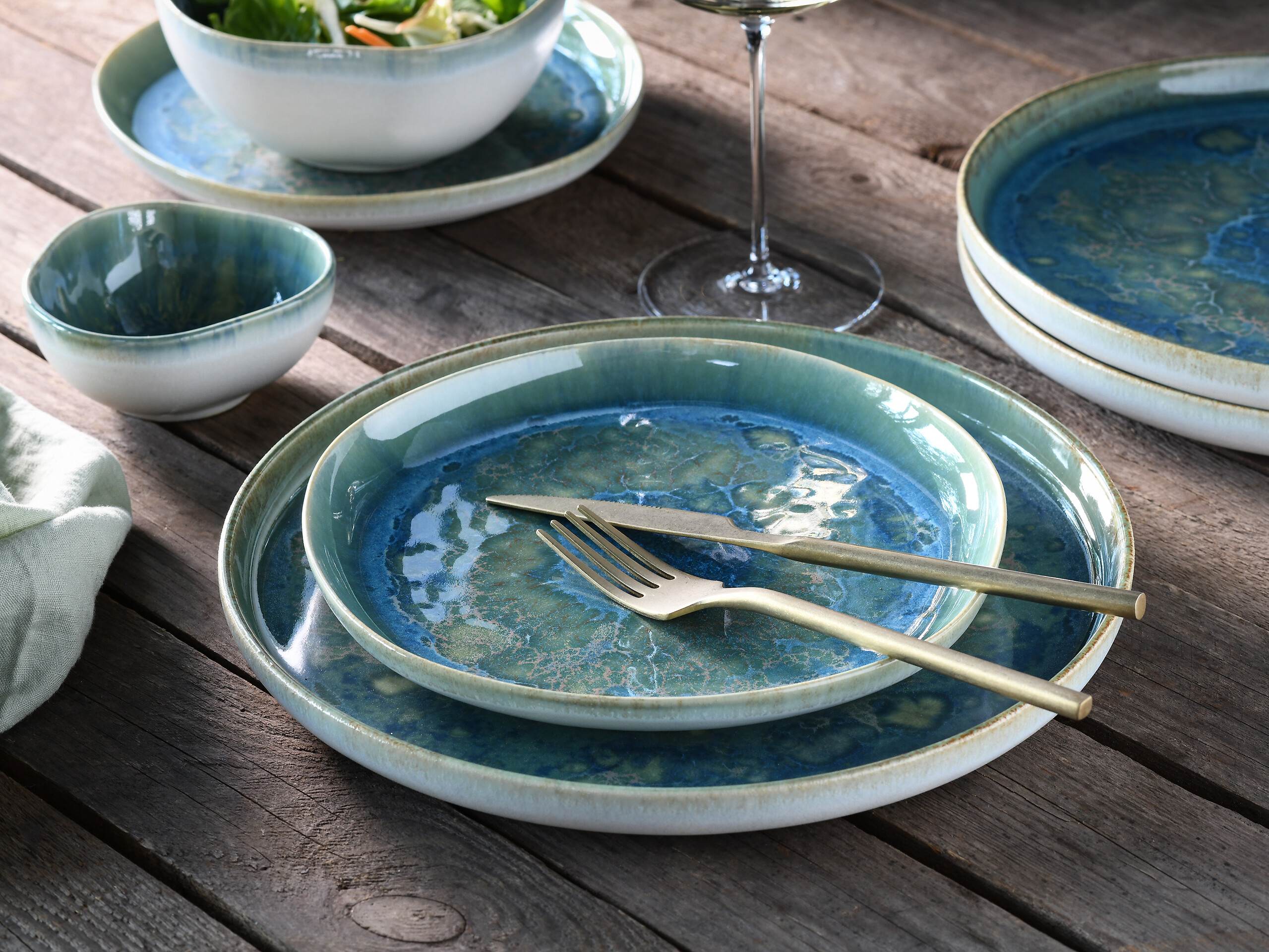 CreaTable Tafelservice Yuki grün Steinzeug 8 tlg.