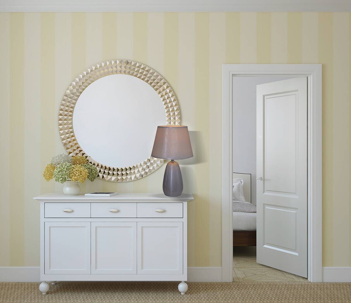 Näve Leuchten Tischleuchte 3150359 silber Keramik B/H/T: ca. 10x37x10 cm E14 1 Brennstellen