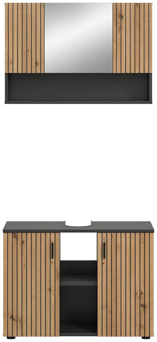 Badezimmer-Set Mone Basalt Nachbildung Artisan Oak Nachbildung B/H/T: ca. 80x180x30 cm