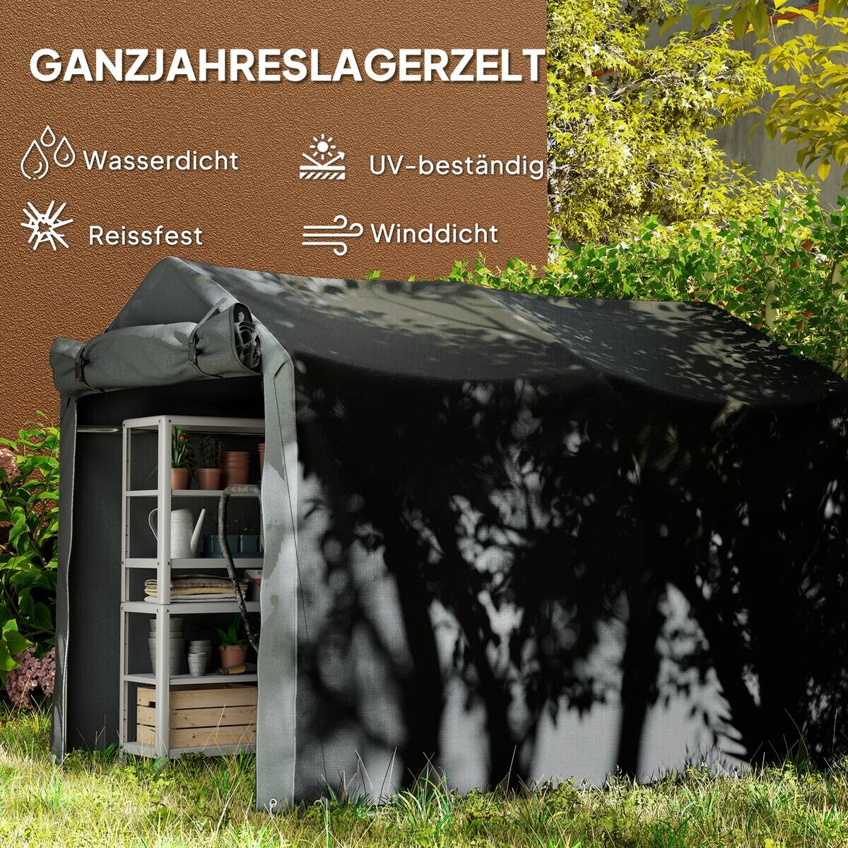 Outsunny Gerätezelt schwarz Polyethylen B/H/L: ca. 157x165x220 cm