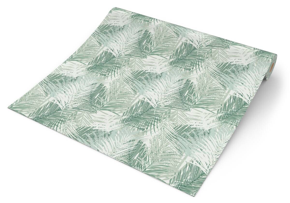 Erismann Vliestapete Palmenblätter grün weiß B/L: ca. 53x1005 cm