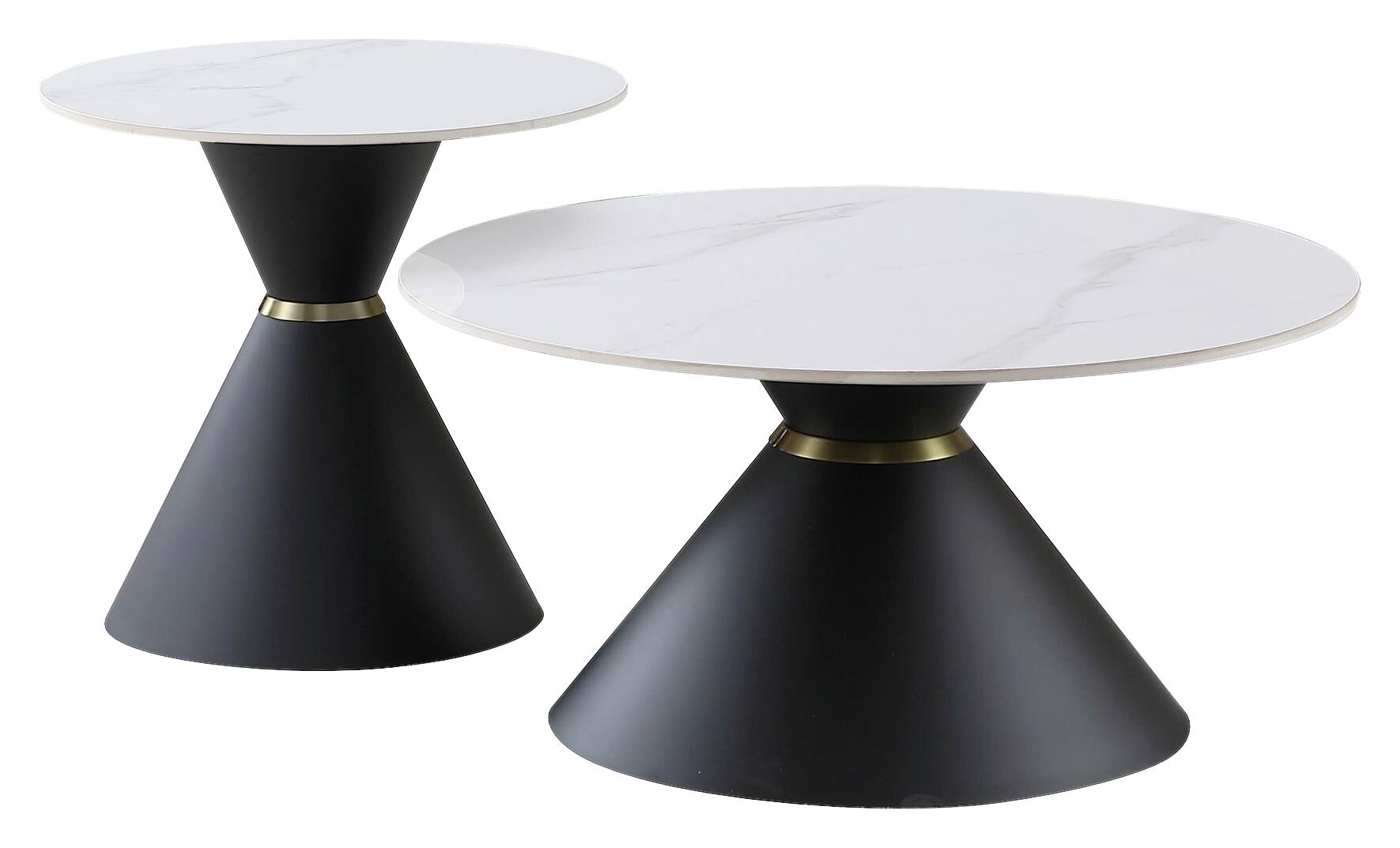 Couchtisch C222S-Twin weiß schwarz gold Keramik Metall B/H: ca. 80x40 cm Couchtisch C222S-Twin weiß schwarz gold Keramik Metall B/H: ca. 80x40 cm