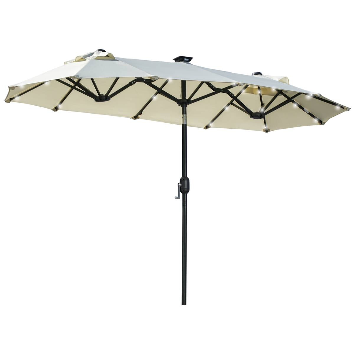 Outsunny Doppelseitiger Sonnenschirm beige Stahl B/H/L: ca. 150x219x295 cm