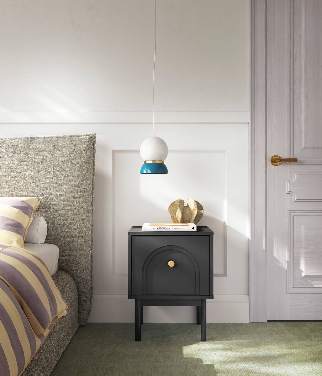 Nachtkonsole MAZOMA schwarz gold Optik B/H/T: ca. 41,5x53,5x39 cm