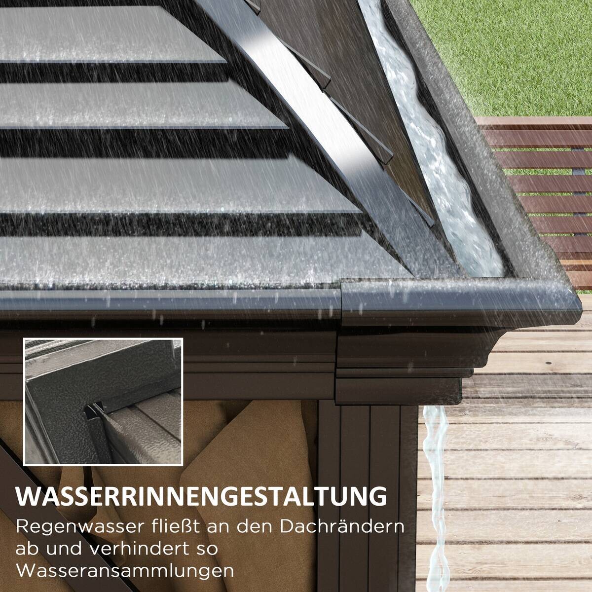 Outsunny Pavillon braun Aluminium B/H/L: ca. 298x280x398 cm