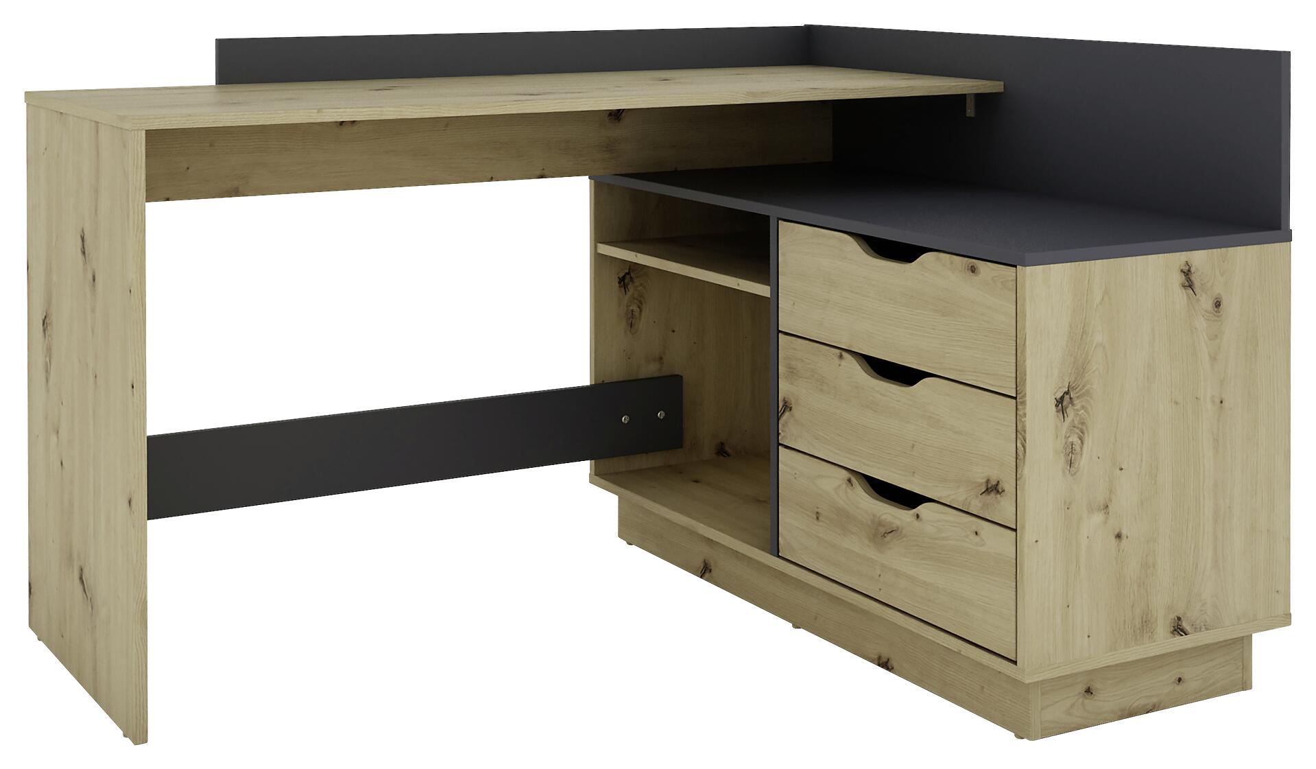 Winkelschreibtisch BELFAST anthrazit Eiche Nachbildung B/H/T: ca. 129x83,5x105 cm