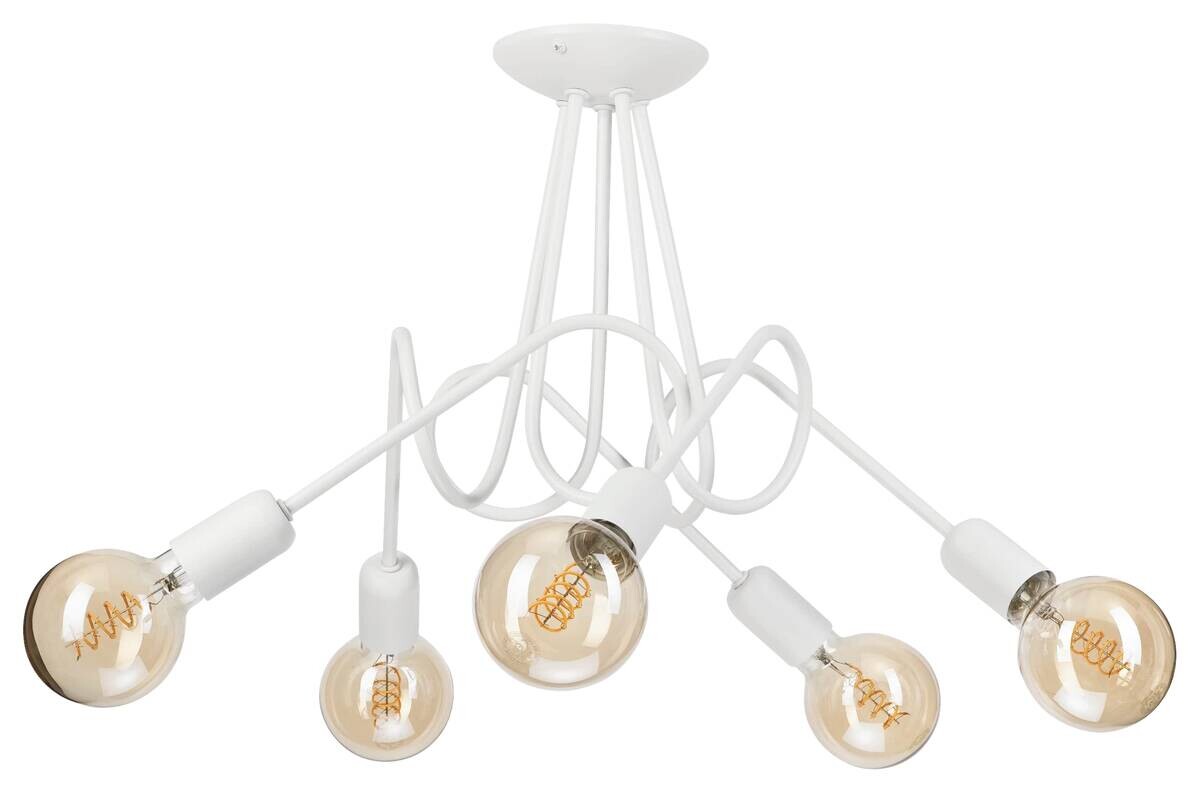 Lamkur Kronleuchter weiß Stahl B/H/L: ca. 39x54x54 cm E27 5 Brennstellen