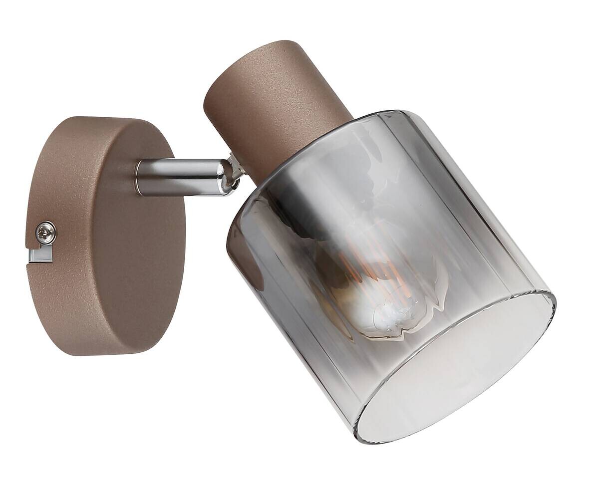 GLOBO Spot Walton 1 klar kaffee Rauch Metall Glas B/H/L: ca. 12,5x12,5x8 cm E14 1 Brennstellen