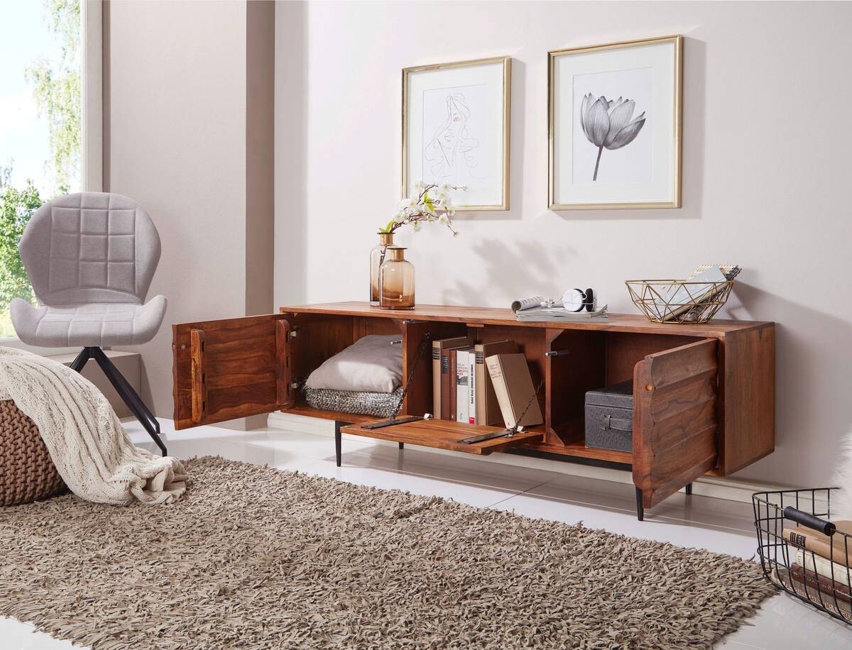 Lowboard natur schwarz lackiert B/H/T: ca. 147x50x38 cm