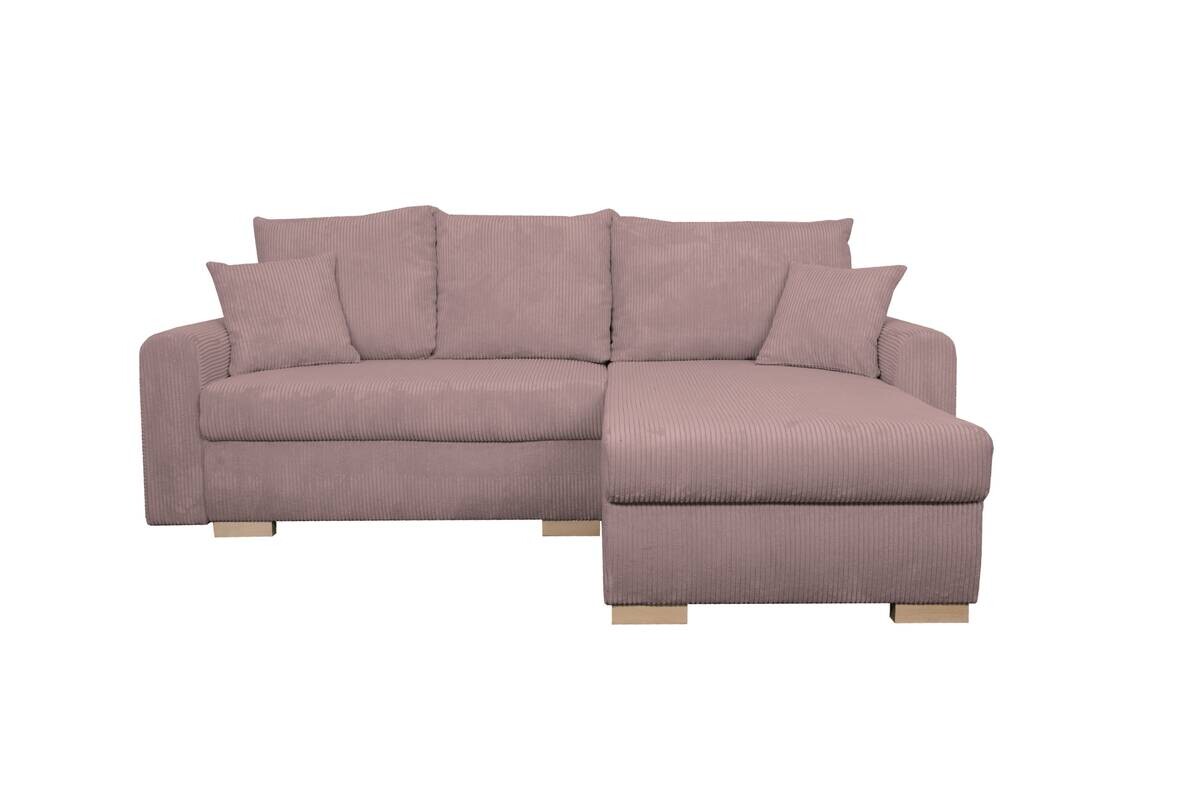 Ecksofa mit Bettfunktion und Bettkasten rosa Microfaser B/H/T: ca. 224,5x90x168 cm