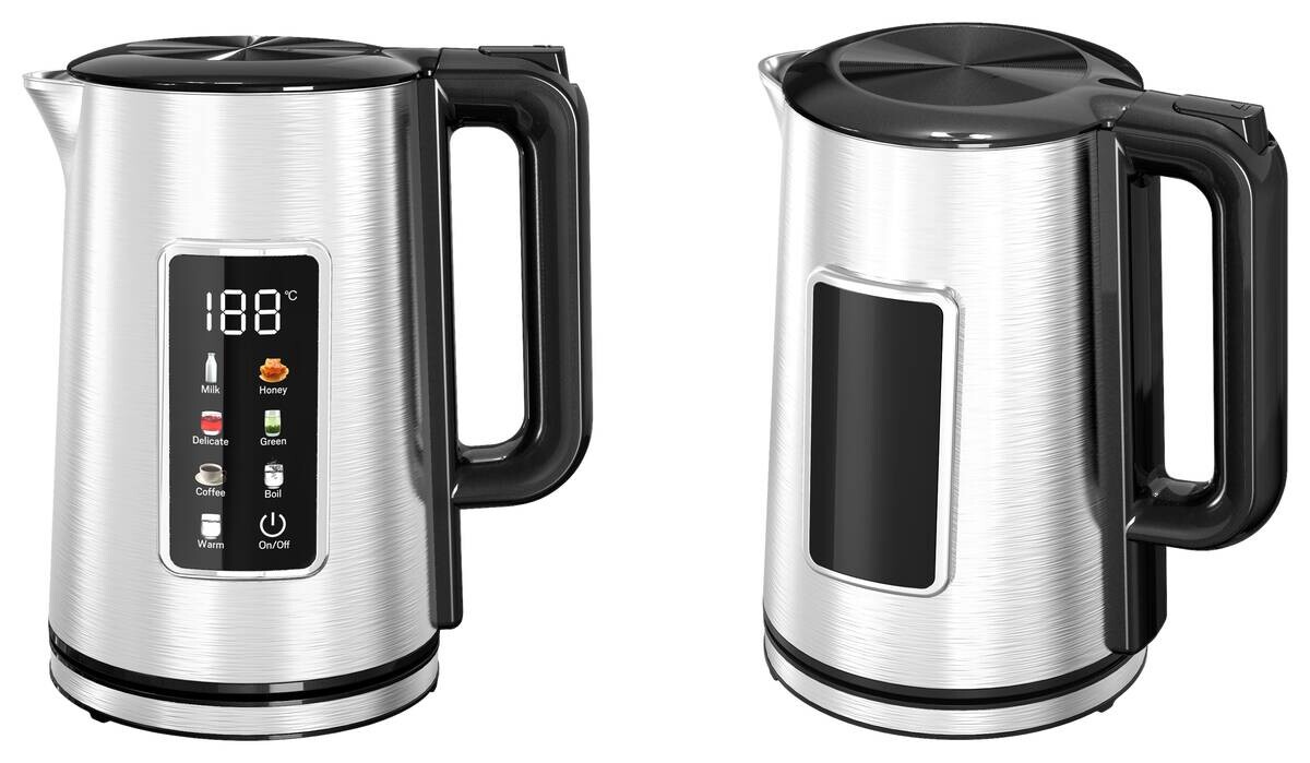 POCOline Wasserkocher schwarz silber Edelstahl Kunststoff B/H/L: ca. 16,3x23,5x22,4 cm ca. 1,7 l