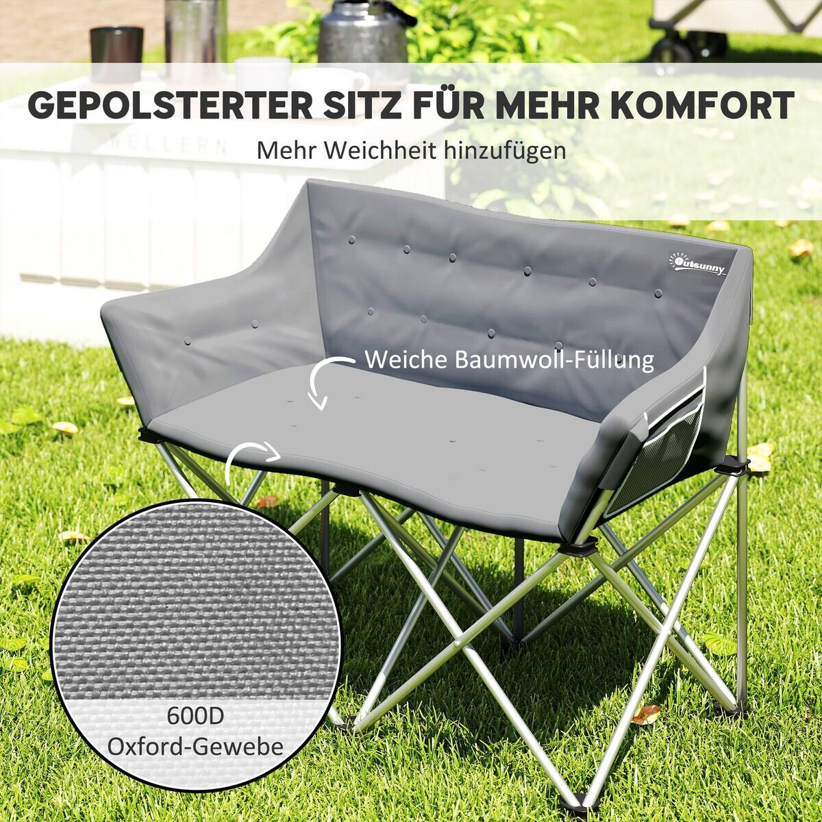 Outsunny Campingstuhl grau Metall B/H/L: ca. 57x95x120 cm