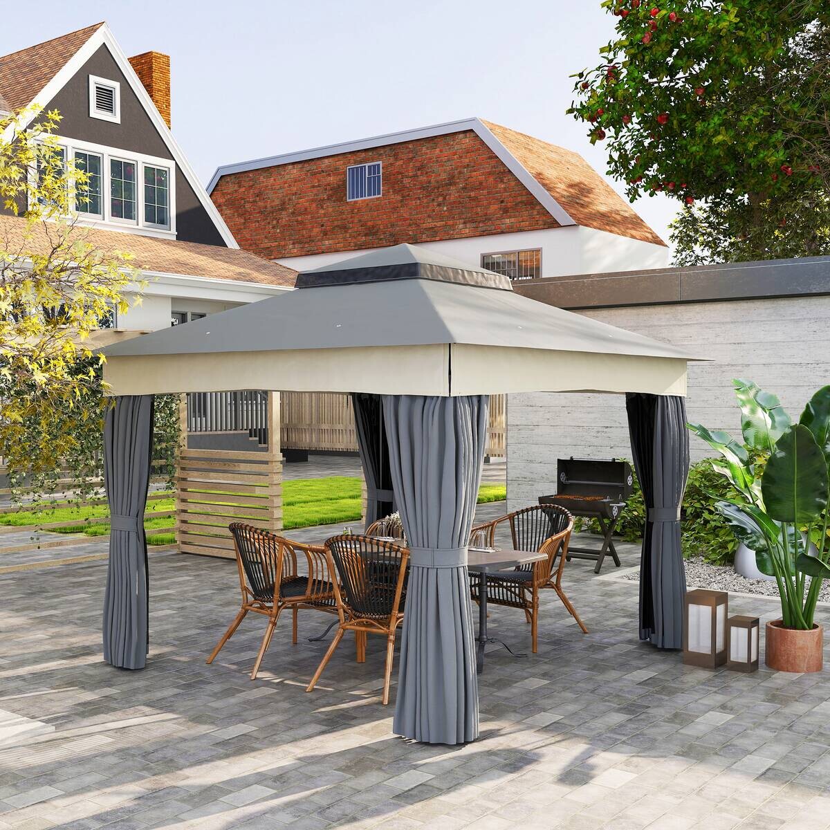 Outsunny Pavillon dunkelgrau Polyester B/H/L: ca. 306x269x306 cm