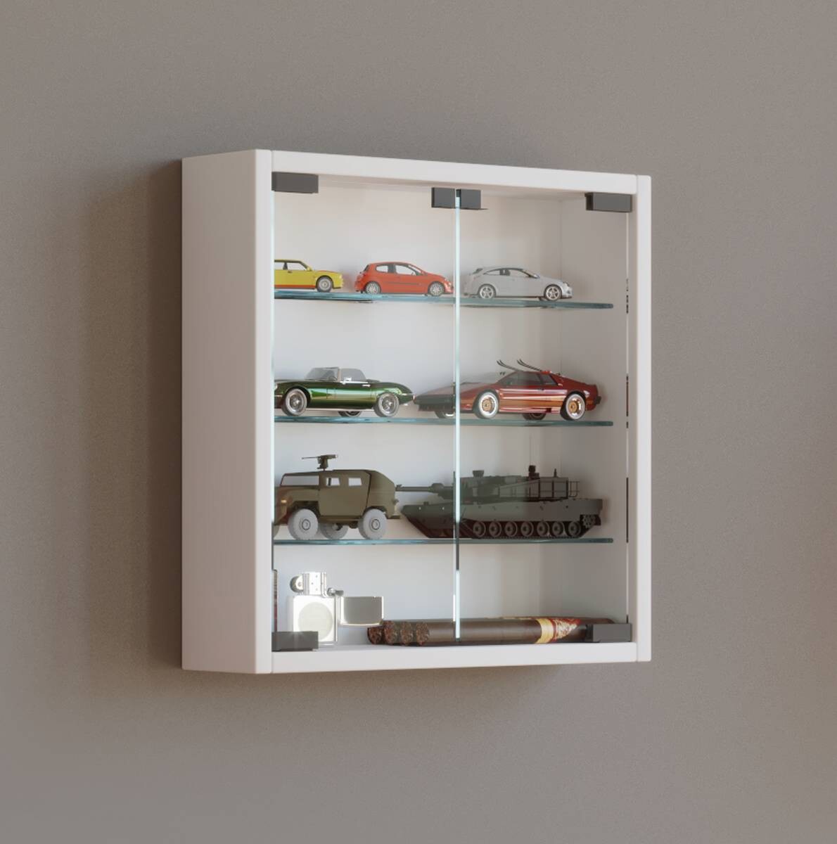 Vitrine Mandosa S weiß Holzwerkstoff Glas B/H/T: ca. 40x40x10 cm